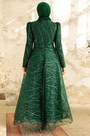  Luxorious Emerald Green Hijab Clothing Engagement Dress 22851ZY - 3