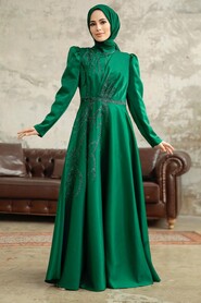  Luxorious Emerald Green Islamic Evening Dress 3915ZY - 1