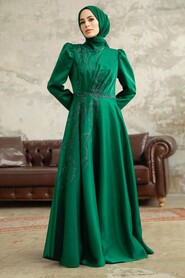  Luxorious Emerald Green Islamic Evening Dress 3915ZY - 2