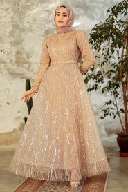  Luxorious Gold Hijab Islamic Prom Dress 22851GOLD - 1