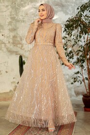  Luxorious Gold Hijab Islamic Prom Dress 22851GOLD - 2