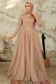  Luxorious Gold Islamic Clothing Engagement Dress 22282GOLD - 1