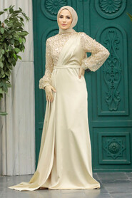 Neva Style - Luxorious Gold Muslim Bridesmaid Dress 2311GOLD - Thumbnail