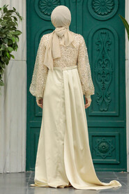 Neva Style - Luxorious Gold Muslim Bridesmaid Dress 2311GOLD - Thumbnail