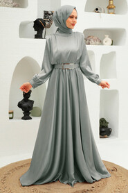 Luxorious Grey Hijab Engagement Dress 3378GR - NEVA STYLE