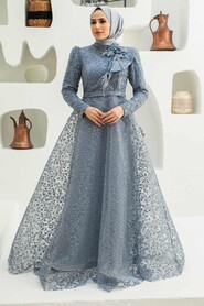  Luxorious Grey Islamic Wedding Dress 22421GR - 1
