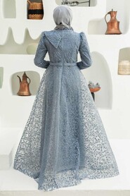  Luxorious Grey Islamic Wedding Dress 22421GR - 2