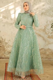  Luxorious Mint Hijab Islamic Prom Dress 22851MINT - 2