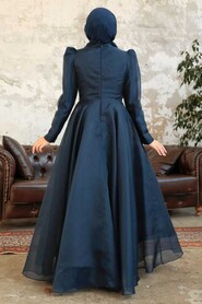  Luxorious Navy Blue Islamic Clothing Prom Dress 2268L - 3