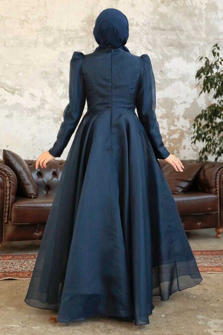 Luxorious Navy Blue Islamic Clothing Prom Dress 2268L - Neva-style.com