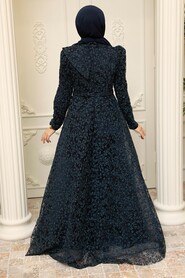  Luxorious Navy Blue Islamic Wedding Dress 22421L - 3