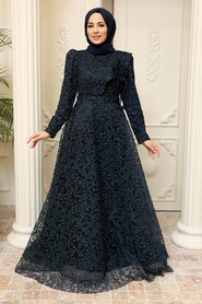  Luxorious Navy Blue Islamic Wedding Dress 22421L - 2