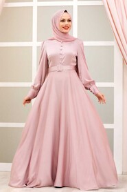  Luxorious Powder Pink Islamic Wedding Gown 3038PD - 1