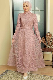  Luxorious Powder Pink Modest Prom Dress 3330PD - 2