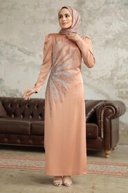 Luxorious Salmon Pink Muslim Evening Dress 38102SMN - 1