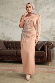  Luxorious Salmon Pink Muslim Evening Dress 38102SMN - 3