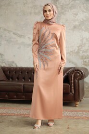  Luxorious Salmon Pink Muslim Evening Dress 38102SMN - 2