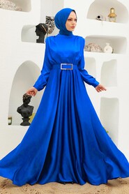  Luxorious Sax Blue Hijab Engagement Dress 3378SX - 1