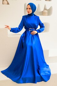  Luxorious Sax Blue Hijab Engagement Dress 3378SX - 2