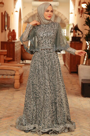  Luxorious Smoke Color Hijab Dress 848FU - 2