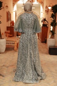 Luxorious Smoke Color Hijab Dress 848FU - 3