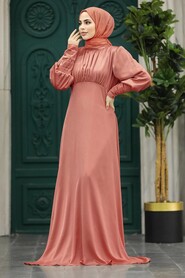  Luxorious Terra Cotta Modest Islamic Clothing Prom Dress 22192KRMT - NEVA STYLE