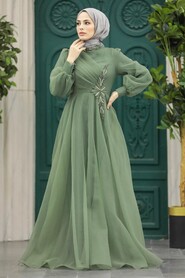  Luxury Almond Green Hijab Dress 22551CY - 1