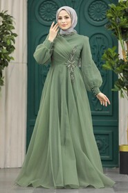  Luxury Almond Green Hijab Dress 22551CY - 2