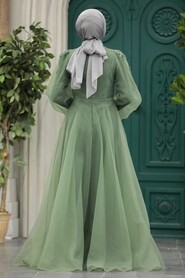  Luxury Almond Green Hijab Dress 22551CY - 3