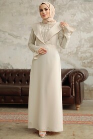  Luxury Beige Islamic Bridesmaid Dress 38091BEJ - 1
