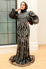  Luxury Black Hijab Prom Dress 8321S - 2