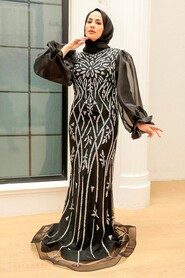 Luxury Black Hijab Prom Dress 8321S - 4