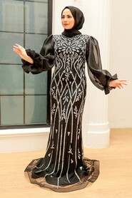  Luxury Black Hijab Prom Dress 8321S - 3
