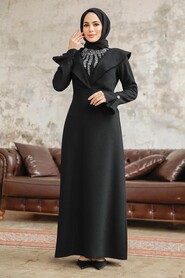  Luxury Black Islamic Bridesmaid Dress 38091S - 2