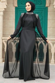  Luxury Black Modest Islamic Clothing Evening Dress 3862S - 1