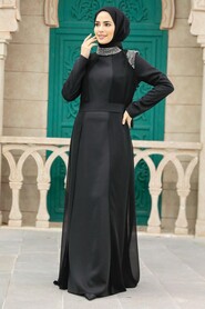  Luxury Black Modest Islamic Clothing Evening Dress 3862S - 2