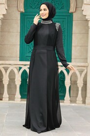  Luxury Black Modest Islamic Clothing Evening Dress 3862S - 3