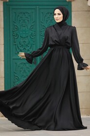  Luxury Black Modest Islamic Clothing Wedding Dress 39192S - 1