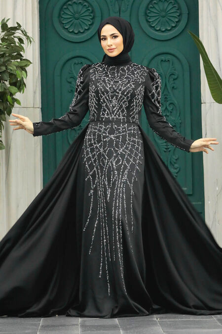 Luxury Black Muslim Bridal Dress 42081s Neva 8033