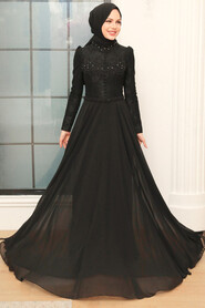  Luxury Black Muslim Bridal Dress 762S - 1