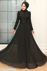  Luxury Black Muslim Bridal Dress 762S - 2