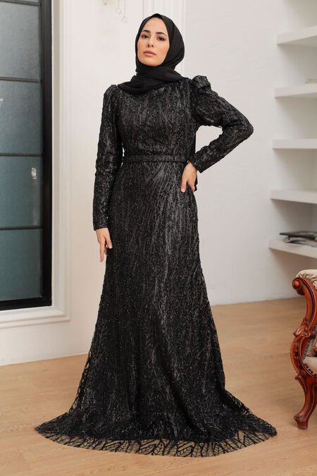  Luxury Black Muslim Fashion Wedding Dress 22633S - NEVA STYLE