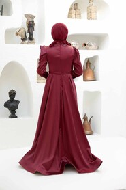  Luxury Claret Red Islamic Dress 22351BR - 4