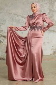  Luxury Copper Hijab Evening Dress 22830BKR - 2