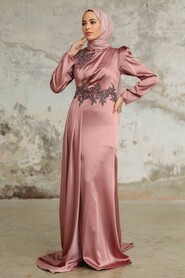  Luxury Copper Hijab Evening Dress 22830BKR - 3