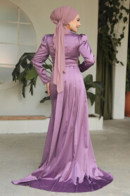  Luxury Dark Lila Hijab Evening Dress 22830KLILA - 4