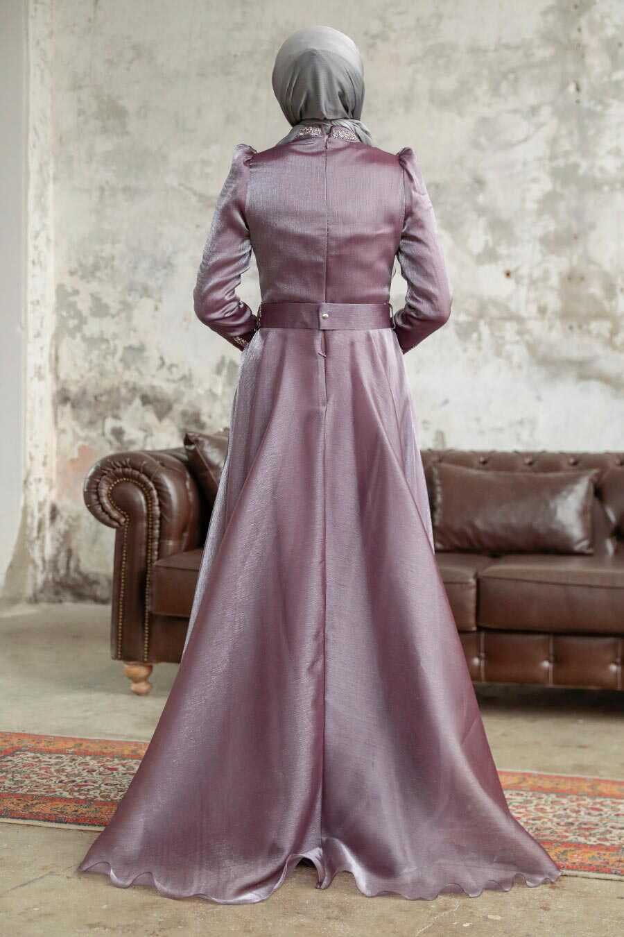 Neva Style - Luxury Dark Lila Muslim Evening Gown 3774KLILA