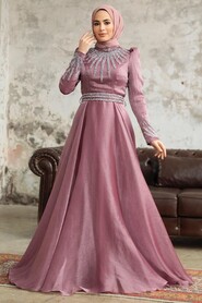  Luxury Dusty Rose Muslim Evening Gown 3774GK - 1