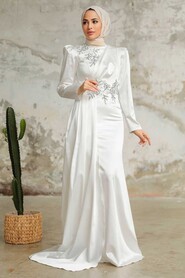  Luxury Ecru Hijab Evening Dress 22830E - 2