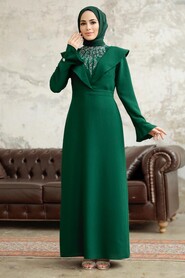  Luxury Emerald Green Islamic Bridesmaid Dress 38091ZY - 1